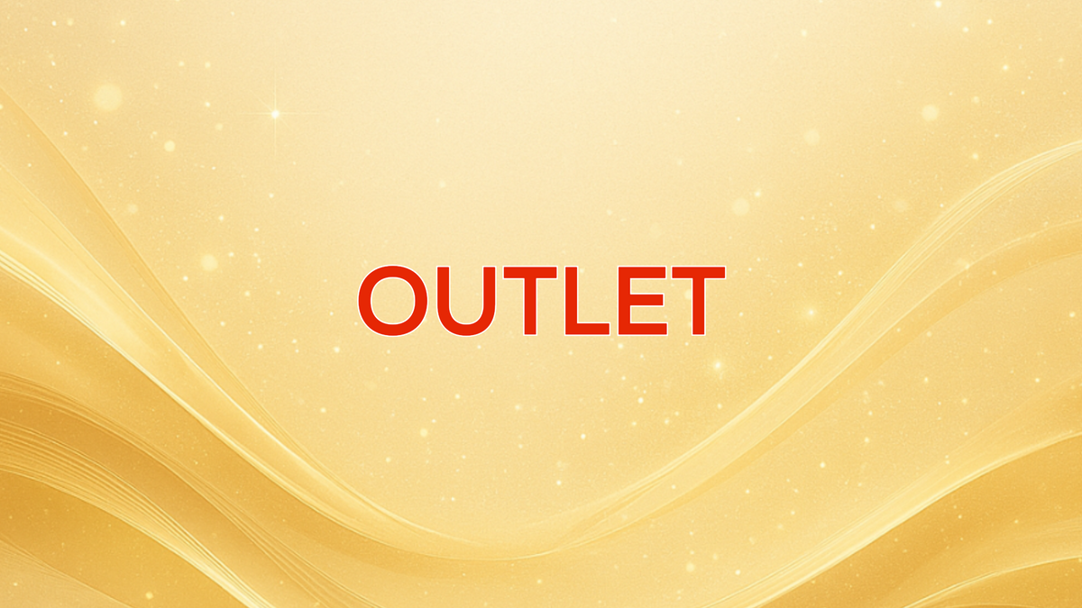 Outlet teksti kultaisella taustalla
